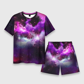 Мужской костюм с шортами 3D с принтом Космическое небо ,  |  | арт | звёзды | космос | облако | сияние | туманность | яркие цвета
