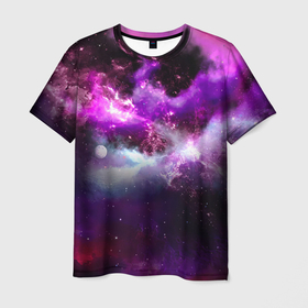 Мужская футболка 3D с принтом Космическое небо в Екатеринбурге, 100% полиэфир | прямой крой, круглый вырез горловины, длина до линии бедер | арт | звёзды | космос | облако | сияние | туманность | яркие цвета