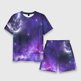 Мужской костюм с шортами 3D с принтом Космическое небо ,  |  | арт | белый | бирюзовый | звёзды | космос | облако | розовый | синий | сияние | тёмный | туманность | фиолетовый | яркие цвета