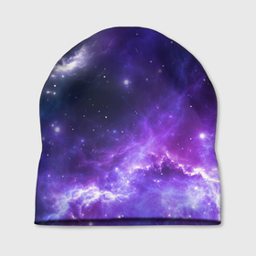 Шапка 3D с принтом Космическое небо в Курске, 100% полиэстер | универсальный размер, печать по всей поверхности изделия | арт | белый | бирюзовый | звёзды | космос | облако | розовый | синий | сияние | тёмный | туманность | фиолетовый | яркие цвета