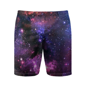 Мужские шорты спортивные с принтом Космическое небо в Курске,  |  | арт | звёзды | космос | красный | облако | розовый | синий | сияние | темный | туманность | фиолетовый | яркие цвета