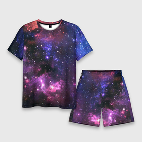 Мужской костюм с шортами 3D с принтом Космическое небо в Санкт-Петербурге,  |  | арт | звёзды | космос | красный | облако | розовый | синий | сияние | темный | туманность | фиолетовый | яркие цвета