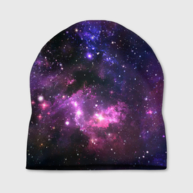 Шапка 3D с принтом Космическое небо в Курске, 100% полиэстер | универсальный размер, печать по всей поверхности изделия | арт | звёзды | космос | красный | облако | розовый | синий | сияние | темный | туманность | фиолетовый | яркие цвета