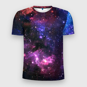 Мужская футболка 3D спортивная с принтом Космическое небо , 100% полиэстер с улучшенными характеристиками | приталенный силуэт, круглая горловина, широкие плечи, сужается к линии бедра | арт | звёзды | космос | красный | облако | розовый | синий | сияние | темный | туманность | фиолетовый | яркие цвета