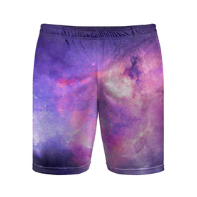 Мужские шорты спортивные с принтом Космические дали ,  |  | арт | звёзды | космос | красный | облако | розовый | синий | сияние | темный | туманность | фиолетовый | чёрный | яркие цвета