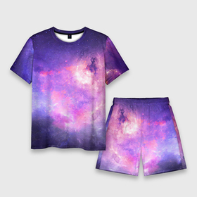 Мужской костюм с шортами 3D с принтом Космические дали ,  |  | арт | звёзды | космос | красный | облако | розовый | синий | сияние | темный | туманность | фиолетовый | чёрный | яркие цвета
