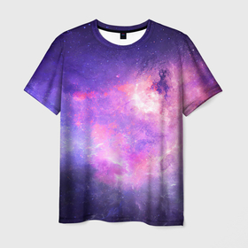 Мужская футболка 3D с принтом Космические дали , 100% полиэфир | прямой крой, круглый вырез горловины, длина до линии бедер | Тематика изображения на принте: арт | звёзды | космос | красный | облако | розовый | синий | сияние | темный | туманность | фиолетовый | чёрный | яркие цвета