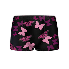 Мужские трусы 3D с принтом Розовые бабочки в Тюмени, 50% хлопок, 50% полиэстер | классическая посадка, на поясе мягкая тканевая резинка | бабочка | бабочки | розовый | чёрный