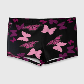 Мужские купальные плавки 3D с принтом Розовые бабочки в Курске, Полиэстер 85%, Спандекс 15% |  | бабочка | бабочки | розовый | чёрный