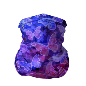 Бандана-труба 3D с принтом Стеклянный рой в Петрозаводске, 100% полиэстер, ткань с особыми свойствами — Activecool | плотность 150‒180 г/м2; хорошо тянется, но сохраняет форму | бабочка | бабочки | зелёный | красный чёрный | розовый | синий | фиолетовый | черный