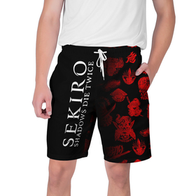 Мужские шорты 3D с принтом Sekiro: Shadows Die Twice 2 в Тюмени,  полиэстер 100% | прямой крой, два кармана без застежек по бокам. Мягкая трикотажная резинка на поясе, внутри которой широкие завязки. Длина чуть выше колен | Тематика изображения на принте: sekiro | shadows | логотип | секиро | япония