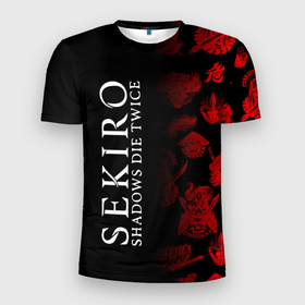 Мужская футболка 3D Slim с принтом Sekiro: Shadows Die Twice 2 в Петрозаводске, 100% полиэстер с улучшенными характеристиками | приталенный силуэт, круглая горловина, широкие плечи, сужается к линии бедра | sekiro | shadows | логотип | секиро | япония