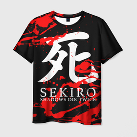 Мужская футболка 3D с принтом Sekiro: Shadows Die Twice 4 в Новосибирске, 100% полиэфир | прямой крой, круглый вырез горловины, длина до линии бедер | sekiro | shadows | логотип | секиро | япония