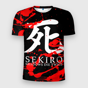 Мужская футболка 3D Slim с принтом Sekiro: Shadows Die Twice 4 в Курске, 100% полиэстер с улучшенными характеристиками | приталенный силуэт, круглая горловина, широкие плечи, сужается к линии бедра | sekiro | shadows | логотип | секиро | япония