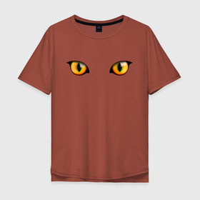 Мужская футболка хлопок Oversize с принтом КОШАЧЬИ ГЛАЗКИ , 100% хлопок | свободный крой, круглый ворот, “спинка” длиннее передней части | взгляд | глаза | животные | кот | котенок | кошка