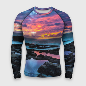 Мужской рашгард 3D с принтом Закат ,  |  | вечер | вода | волна | волны | восход | горизонт | запад | капли | крабы | луна | море | небо | ночь | облака | океан | оранжевая | оранжевый | остров | пейзаж | пляж | радуга | ракушки | рассвет | синий