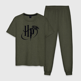 Мужская пижама хлопок с принтом Harry Potter Logo , 100% хлопок | брюки и футболка прямого кроя, без карманов, на брюках мягкая резинка на поясе и по низу штанин
 | harry potter | vdosadir | гарри поттер | джоан роулинг