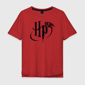 Мужская футболка хлопок Oversize с принтом Harry Potter Logo в Екатеринбурге, 100% хлопок | свободный крой, круглый ворот, “спинка” длиннее передней части | Тематика изображения на принте: harry potter | vdosadir | гарри поттер | джоан роулинг