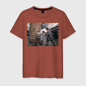 Мужская футболка хлопок с принтом Harry Potter Platform 9 3/4 , 100% хлопок | прямой крой, круглый вырез горловины, длина до линии бедер, слегка спущенное плечо. | harry potter | kings cross station | vdosadir | вокзал кингс кросс | гарри поттер | джоан роулинг | платформа