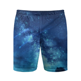 Мужские шорты спортивные с принтом Синяя Небо в Курске,  |  | blue | sky | звездное небо | звезды | космическое | красота | небо | ночь | синий