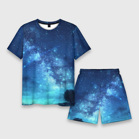 Мужской костюм с шортами 3D с принтом Синяя Небо ,  |  | blue | sky | звездное небо | звезды | космическое | красота | небо | ночь | синий