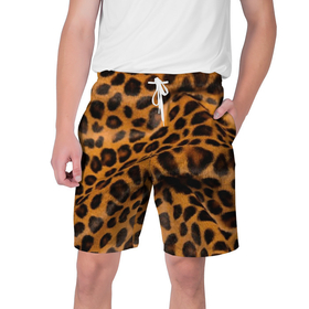 Мужские шорты 3D с принтом Леопард в Кировске,  полиэстер 100% | прямой крой, два кармана без застежек по бокам. Мягкая трикотажная резинка на поясе, внутри которой широкие завязки. Длина чуть выше колен | животные | кошки | леопард