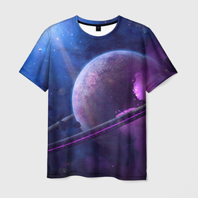 Мужская футболка 3D с принтом Космос , 100% полиэфир | прямой крой, круглый вырез горловины, длина до линии бедер | звезды | каметы | камни | космический | космос | открытый космос | планета | сатурн | солнечная система