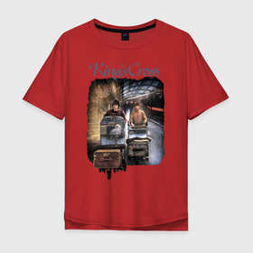Мужская футболка хлопок Oversize с принтом Kings Cross в Тюмени, 100% хлопок | свободный крой, круглый ворот, “спинка” длиннее передней части | harry potter | kings cross station | vdosadir | вокзал кингс кросс | гарри поттер | джоан роулинг | платформа