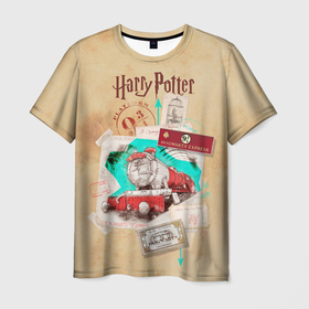 Мужская футболка 3D с принтом Harry Potter Hogwarts Express в Петрозаводске, 100% полиэфир | прямой крой, круглый вырез горловины, длина до линии бедер | harry potter | kings cross station | vdosadir | вокзал кингс кросс | гарри поттер | джоан роулинг | платформа