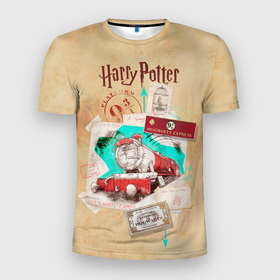 Мужская футболка 3D спортивная с принтом Harry Potter Hogwarts Express в Курске, 100% полиэстер с улучшенными характеристиками | приталенный силуэт, круглая горловина, широкие плечи, сужается к линии бедра | harry potter | kings cross station | vdosadir | вокзал кингс кросс | гарри поттер | джоан роулинг | платформа