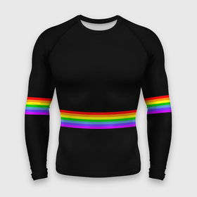Мужской рашгард 3D с принтом Rainbow ,  |  | rainbow | линии | полосы | радуга | разноцветный | цвета радуги | цветной