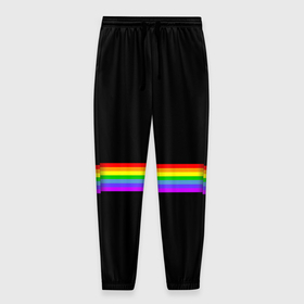 Мужские брюки 3D с принтом Rainbow в Курске, 100% полиэстер | манжеты по низу, эластичный пояс регулируется шнурком, по бокам два кармана без застежек, внутренняя часть кармана из мелкой сетки | rainbow | линии | полосы | радуга | разноцветный | цвета радуги | цветной