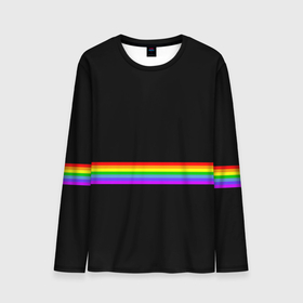 Мужской лонгслив 3D с принтом Rainbow , 100% полиэстер | длинные рукава, круглый вырез горловины, полуприлегающий силуэт | rainbow | линии | полосы | радуга | разноцветный | цвета радуги | цветной