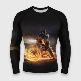 Мужской рашгард 3D с принтом Flame в Тюмени,  |  | fire | flame | helmet | motorcycle | night | racer | гонщик | мотоцикл | ночь | огонь | пламя | шлем