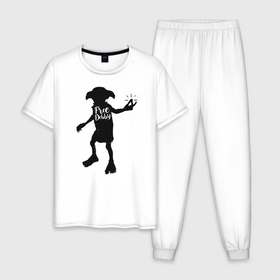 Мужская пижама хлопок с принтом Free Dobby в Екатеринбурге, 100% хлопок | брюки и футболка прямого кроя, без карманов, на брюках мягкая резинка на поясе и по низу штанин
 | dobby | harry potter | vdosadir | гарри поттер | джоан роулинг | добби