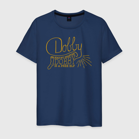 Мужская футболка хлопок с принтом Dobby Has no Master в Белгороде, 100% хлопок | прямой крой, круглый вырез горловины, длина до линии бедер, слегка спущенное плечо. | dobby | harry potter | vdosadir | гарри поттер | джоан роулинг | добби