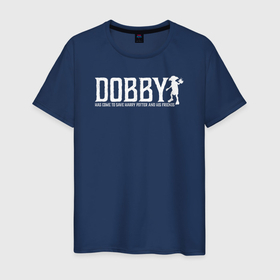Мужская футболка хлопок с принтом Dobby Has Come to Save Harry в Курске, 100% хлопок | прямой крой, круглый вырез горловины, длина до линии бедер, слегка спущенное плечо. | dobby | harry potter | vdosadir | гарри поттер | джоан роулинг | добби