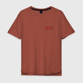 Мужская футболка хлопок Oversize с принтом Minecraft Health в Санкт-Петербурге, 100% хлопок | свободный крой, круглый ворот, “спинка” длиннее передней части | Тематика изображения на принте: game | minecraft | здоровье | игра | майн | майнкрафт | пиксельный | прикол | сердечки | сердца