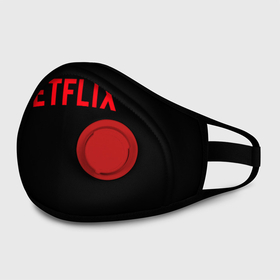 Маска из неопрена с принтом NETFLIX в Новосибирске, неопрен 100% | Форма огибающая нос. Резинки для ушей с дополнительной резинкой на затылке. Клапан для выдоха для активного дыхания при занятиях спортом. Эластичный материал маски и окантовки для лучшего растяжения и прилегания маски.  | Тематика изображения на принте: netflix | stranger things | нетфликс | очень странные дела