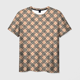 Мужская футболка 3D с принтом Костюм в клетку в Санкт-Петербурге, 100% полиэфир | прямой крой, круглый вырез горловины, длина до линии бедер | джентльмены | квадраты | клетка | костюм | линии | полосы | текстура | узор