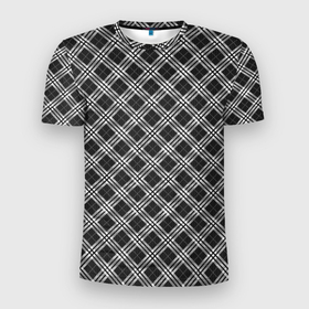 Мужская футболка 3D Slim с принтом Костюм в клетку в Екатеринбурге, 100% полиэстер с улучшенными характеристиками | приталенный силуэт, круглая горловина, широкие плечи, сужается к линии бедра | джентльмены | квадраты | клетка | костюм | линии | полосы | текстура | узор