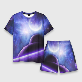 Мужской костюм с шортами 3D с принтом Неоновый Космос ,  |  | galaxy | nasa | nebula | space | star | абстракция | вселенная | галактика | звезда | звезды | космический | наса | планеты