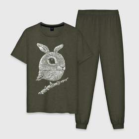 Мужская пижама хлопок с принтом Заебушек в Курске, 100% хлопок | брюки и футболка прямого кроя, без карманов, на брюках мягкая резинка на поясе и по низу штанин
 | воробушек | зайчик | прикол