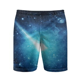 Мужские шорты спортивные с принтом Комета в Курске,  |  | galaxy | nasa | nebula | space | star | абстракция | вселенная | галактика | звезда | звезды | космический | наса | планеты