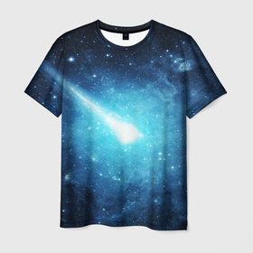 Мужская футболка 3D с принтом Комета в Тюмени, 100% полиэфир | прямой крой, круглый вырез горловины, длина до линии бедер | galaxy | nasa | nebula | space | star | абстракция | вселенная | галактика | звезда | звезды | космический | наса | планеты