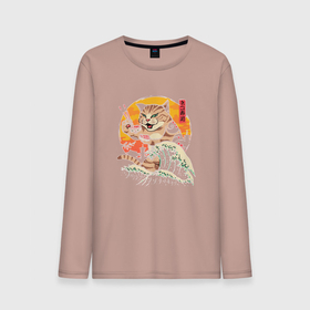 Мужской лонгслив хлопок с принтом Great Cat Wave , 100% хлопок |  | Тематика изображения на принте: anime | art | cat | cats | great wave | hokusai | japan | japanese | kanagawa | kanji | sushi | арт | большая | в японском стиле | великая | волна | ест суши | иероглифы | канагава | кандзи | китайские | кот | котенок | кошка | палочки | суши