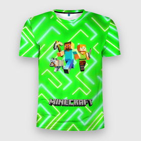Мужская футболка 3D спортивная с принтом Майнкрафт / Minecraft в Тюмени, 100% полиэстер с улучшенными характеристиками | приталенный силуэт, круглая горловина, широкие плечи, сужается к линии бедра | alex | creeper | dungeons | minecraft | piggy | steve | алекс | бой | гаст | герои | детские | зелень | зомби | крипер | логотипигры | майнкрафт | мобы | неоновый | песочница | пигги | пиксельный | подземелья | популярные