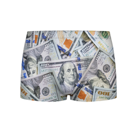 Мужские трусы 3D с принтом Доллары в Санкт-Петербурге, 50% хлопок, 50% полиэстер | классическая посадка, на поясе мягкая тканевая резинка | Тематика изображения на принте: 100 | бумага | деньги | доллары | купюра | паттерн | стикер | стиль | текстура