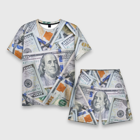 Мужской костюм с шортами 3D с принтом Доллары в Кировске,  |  | 100 | бумага | деньги | доллары | купюра | паттерн | стикер | стиль | текстура