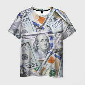Мужская футболка 3D с принтом Доллары в Новосибирске, 100% полиэфир | прямой крой, круглый вырез горловины, длина до линии бедер | 100 | бумага | деньги | доллары | купюра | паттерн | стикер | стиль | текстура